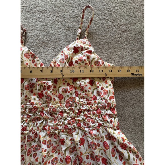 Old Navy Womens Red Floral Cotton Smocked Midi Dress Adjustable Straps Size M - Picture 3 of 6